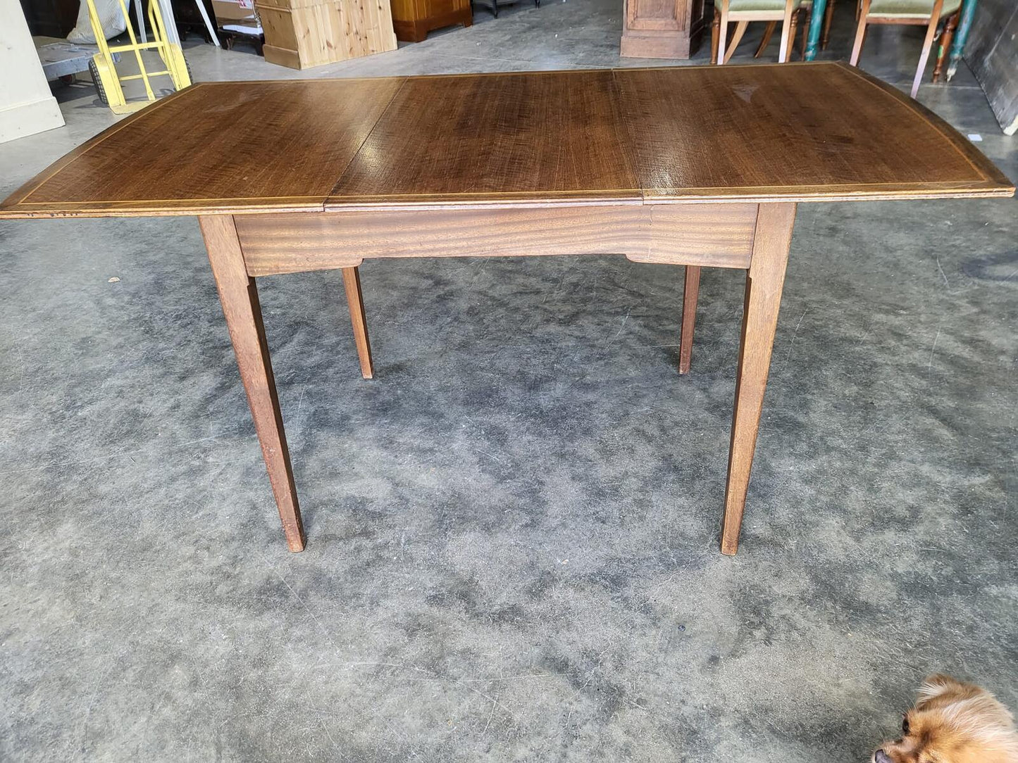 Vintage 1970's small teak? extending dining table seat to 8