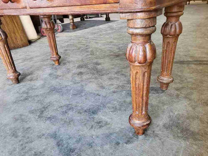 Antique Victorian 2 drawer hall serving side table turned legs