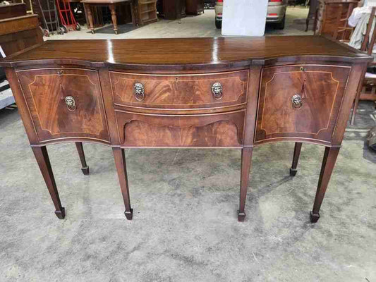 Antique repro serpentine large sideboard cupboard drawers legs