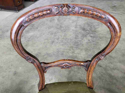 Four antique Victorian ballon back dining chairs green