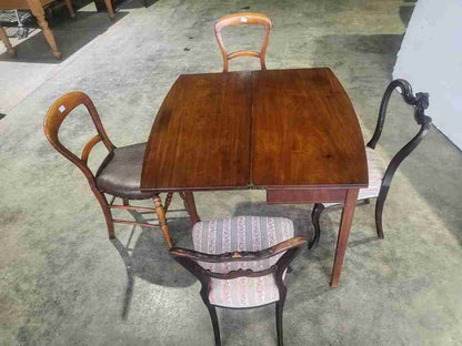 Antique Edwardian small fold over occasional dining work table desk seat 4
