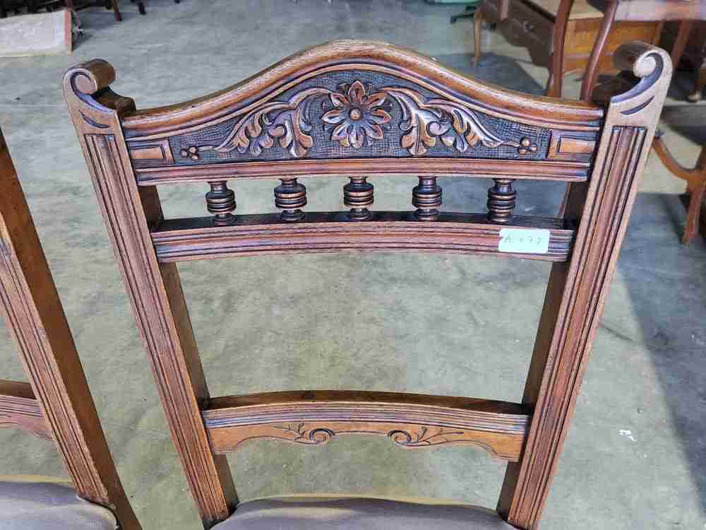 Four antique Victorian carved bar back dining chairs cream