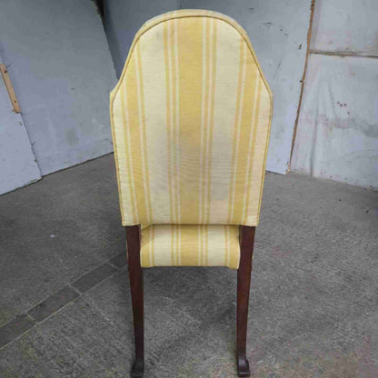 20thC  Antique Upholstered High Back Chair Cabriole Legs Yellow Padded