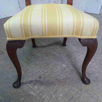 20thC  Antique Upholstered High Back Chair Cabriole Legs Yellow Padded