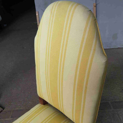 20thC  Antique Upholstered High Back Chair Cabriole Legs Yellow Padded