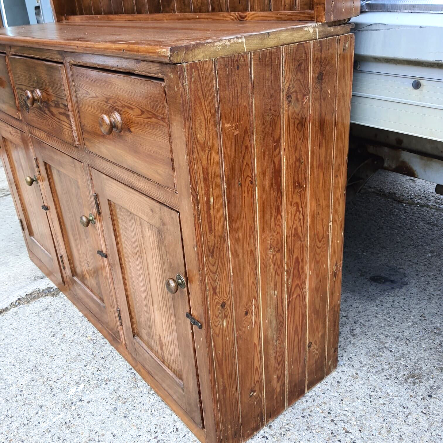 20thC Very Large Waterfall Dresser Shelves Cupboard Cabinet Drawers Kitchen