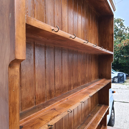 20thC Very Large Waterfall Dresser Shelves Cupboard Cabinet Drawers Kitchen