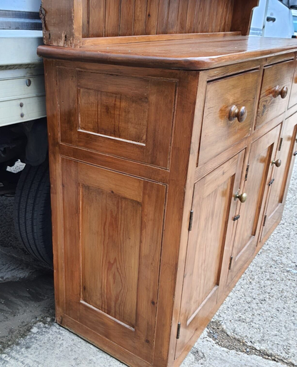 20thC Very Large Waterfall Dresser Shelves Cupboard Cabinet Drawers Kitchen