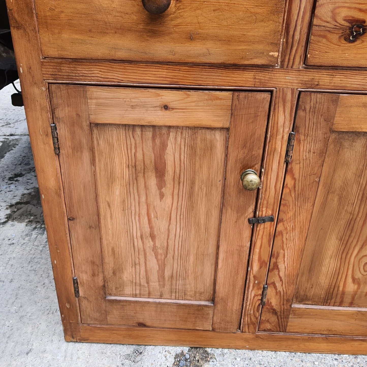 20thC Very Large Waterfall Dresser Shelves Cupboard Cabinet Drawers Kitchen