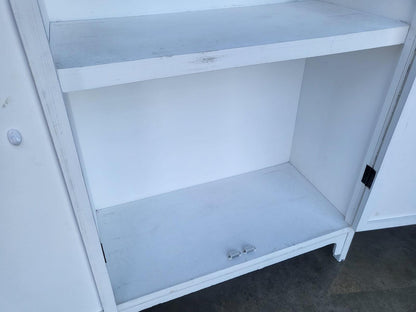 20thC 2 door white linen cupboard cabinet wardrobe shelves