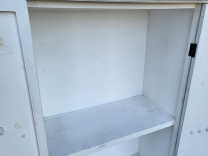 20thC 2 door white linen cupboard cabinet wardrobe shelves
