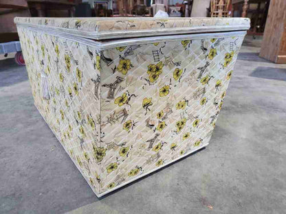 Vintage 20thC 1960's padded cedar slope sided blanket washing box coffer trunk