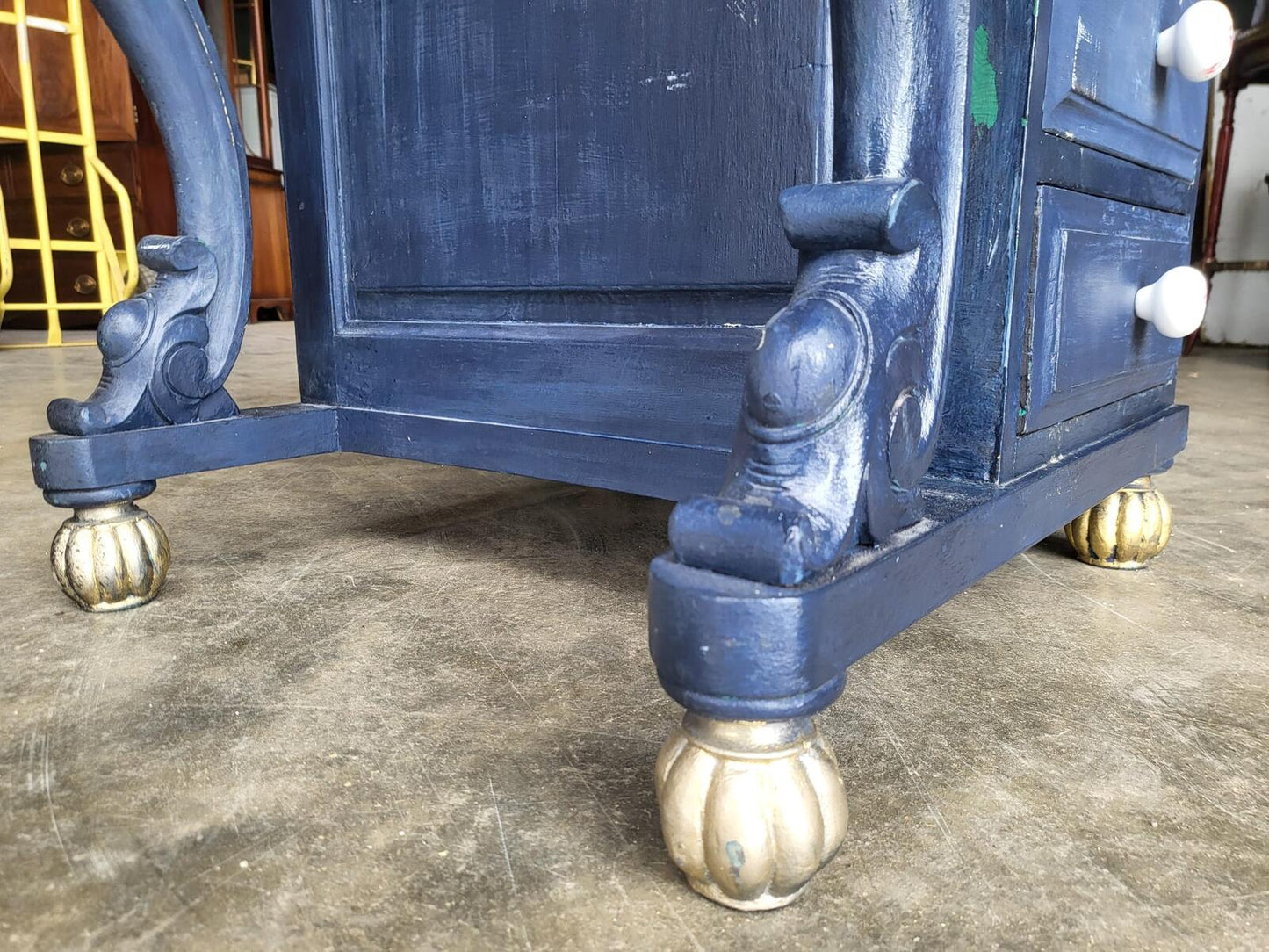 Vintage 20thC painted small Davenport desk bureau