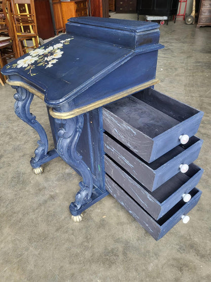 Vintage 20thC painted small Davenport desk bureau
