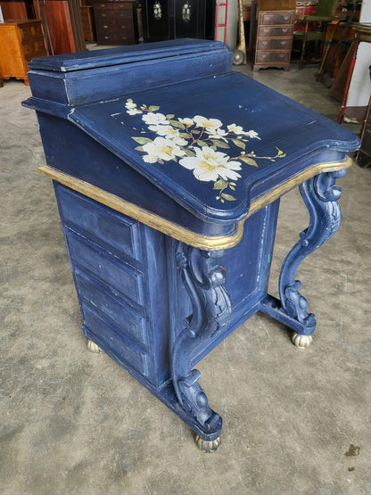 Vintage 20thC painted small Davenport desk bureau