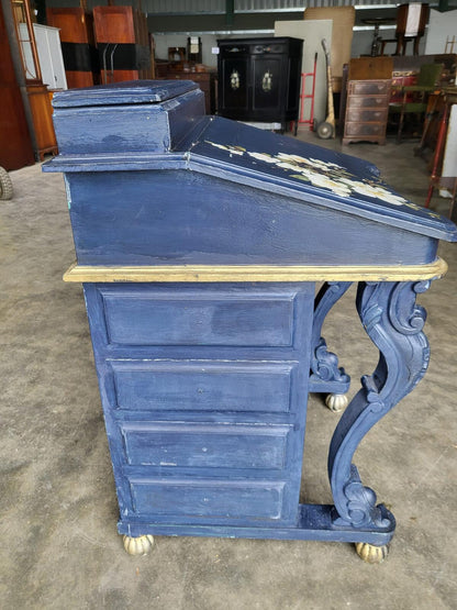 Vintage 20thC painted small Davenport desk bureau