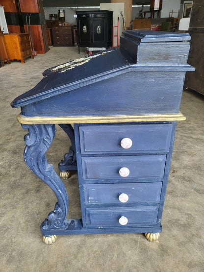 Vintage 20thC painted small Davenport desk bureau