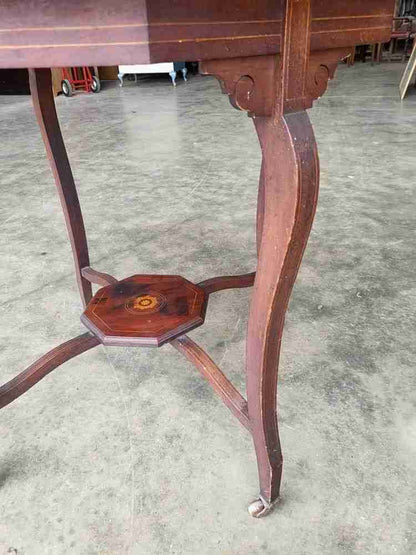 Antique inlaid octagonal occasional dining side table seat 4