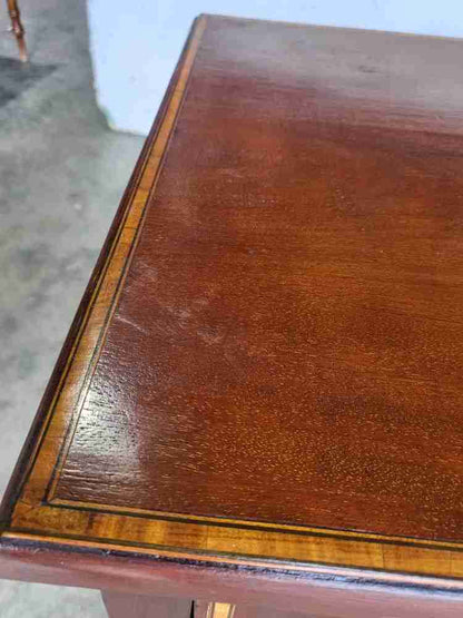 Antique Edwardian inlaid small single drawer hall serving table