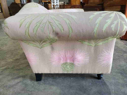 Curved small 2 seat silk floral sofa shabby bed end seat