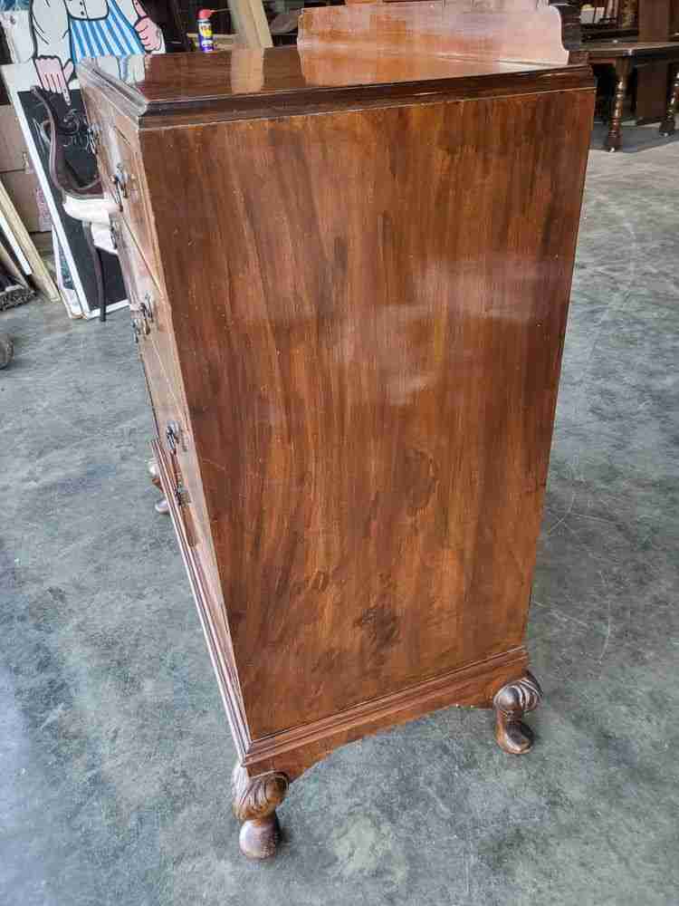 Antique Deco walnut 2 over 2 chest of drawers shoe cupboard