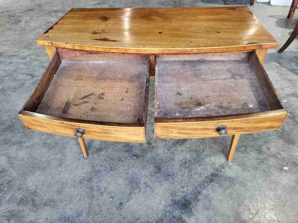 Antique Edwardian bow front 2 drawer writing table desk
