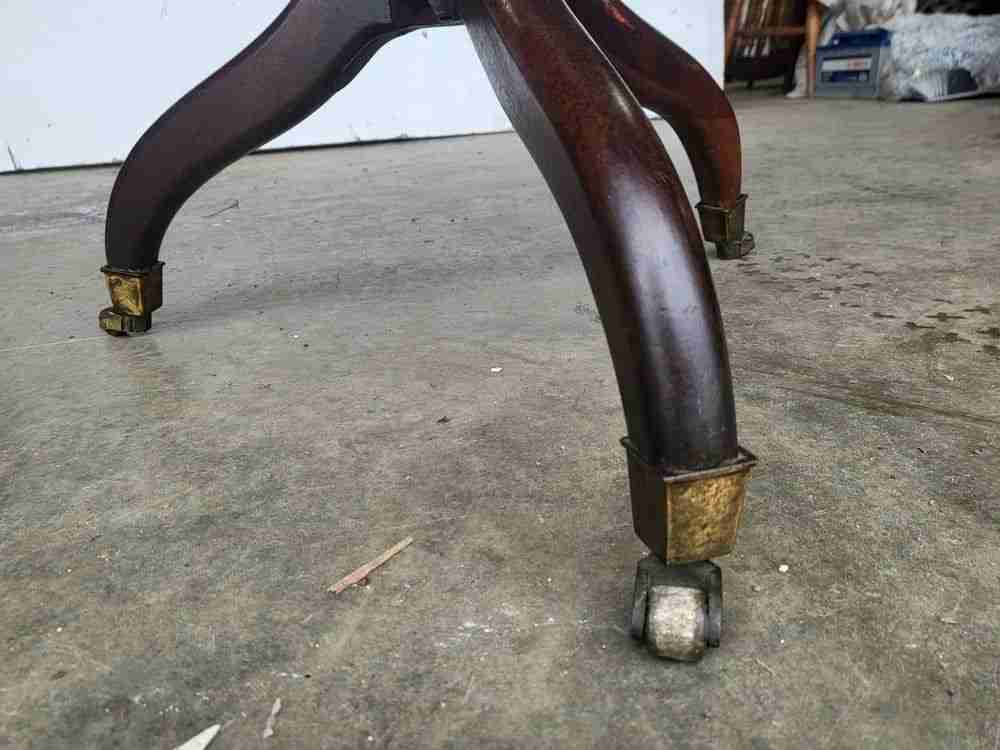 Antique tilt top rectangular pedestal tripod occasional table