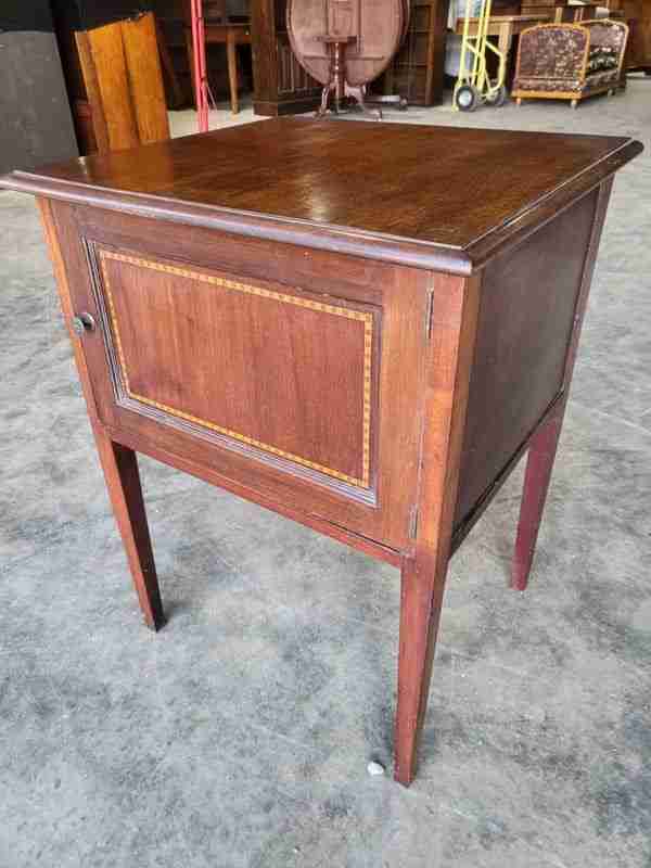Antique Edwardian tall legs pot cupboard side end lamp table