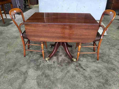 Antique Victorian pedestal drop leaf quad base table seat 6