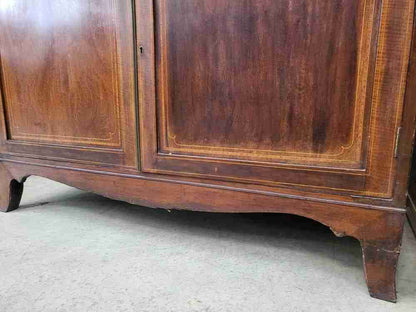 Antique Georgian inlaid mahogany large secretaire bookcase splayed legs drawers