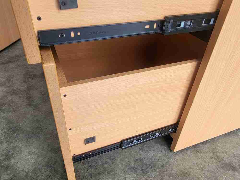 Pair two beech small low 2 drawer filing cabinets drawers