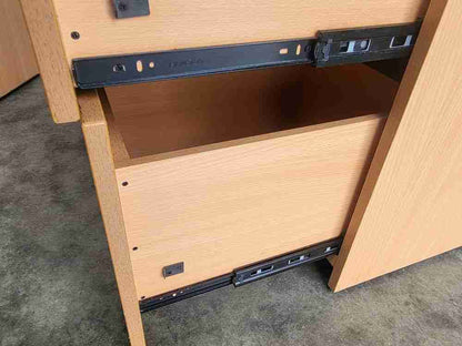 Pair two beech small low 2 drawer filing cabinets drawers