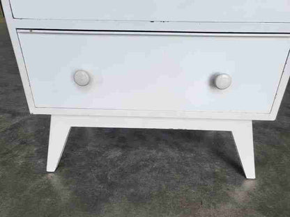 Vintage 20thC small painted white chest of drawers splayed legs 3 drawers