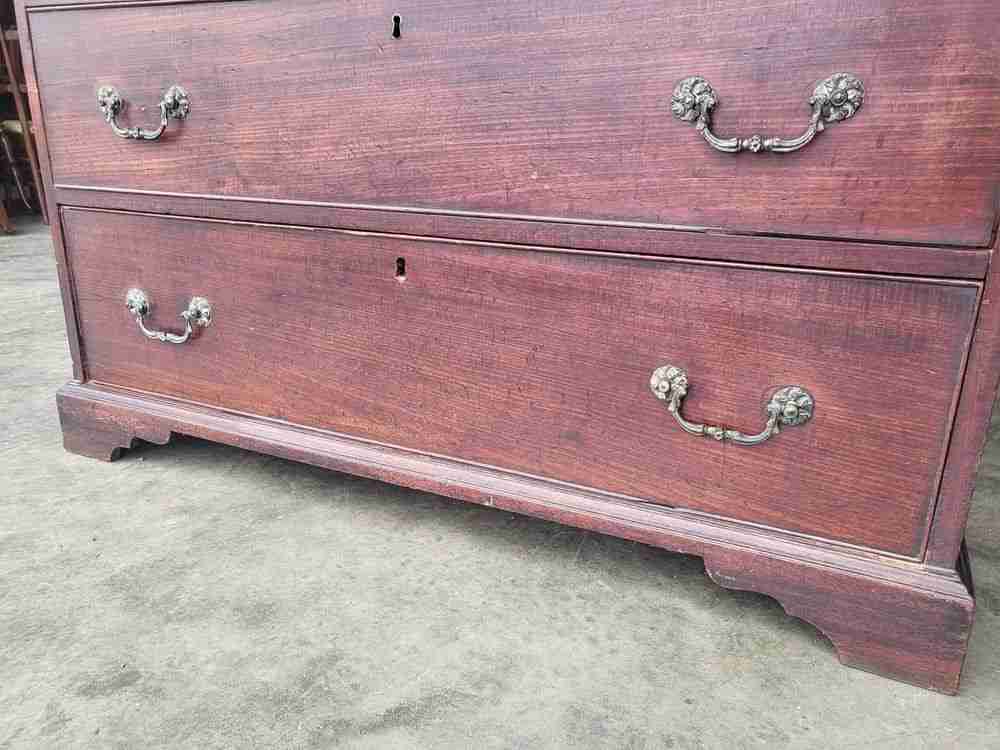 Antique Victorian  2 over 3 chest of drawers bracket feet brass handles
