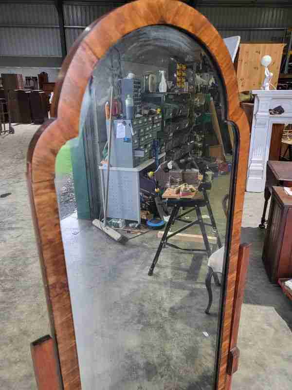 20thC tall cheval floor standing bedroom mirror castors