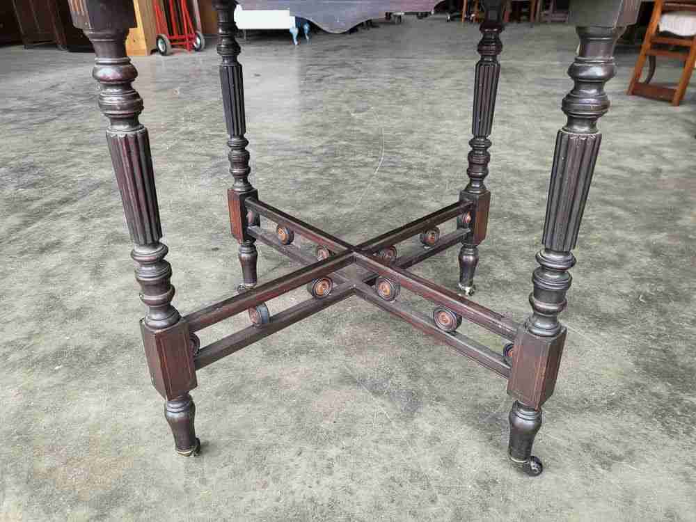 Antique inlaid octagonal occasional dining side table seat 4