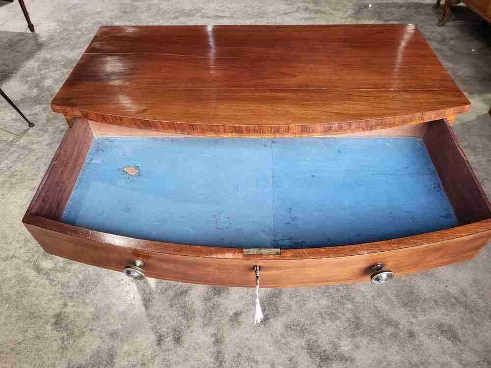 Antique Georgian small bow front mahogany sideboard cabinet server square legs
