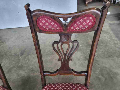4 Antique art nouveau high back dining chairs curved legs