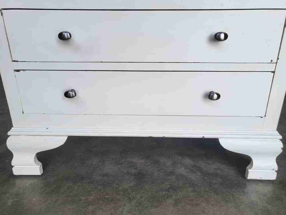 20thC white small chest of drawers 4 drawers bracket feet bedroom