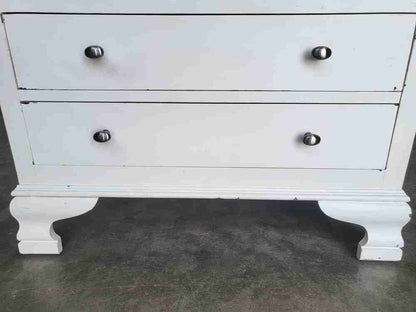 20thC white small chest of drawers 4 drawers bracket feet bedroom