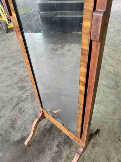 20thC tall cheval floor standing bedroom mirror castors