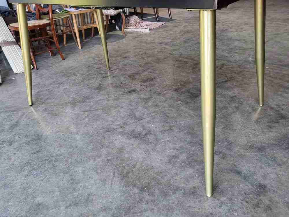 Vintage 70's style extending marble effect  dining table brass legs