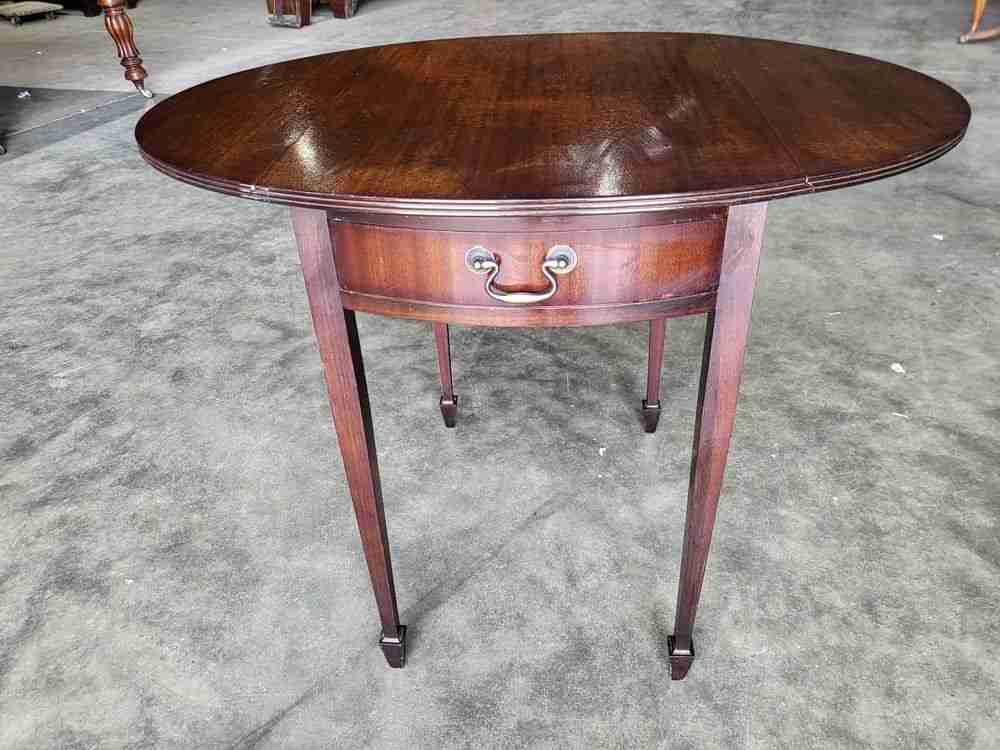 Antique repro small Drop leaf side end occasional table drawer tapered legs