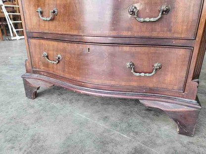 Antique repro serpentine small chest of drawers bracket feet tray desk