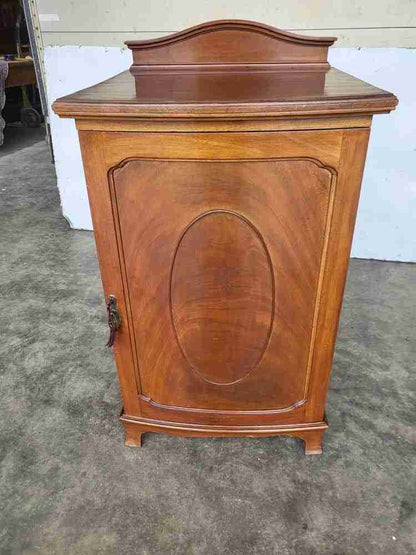 Antique bow front side end cupboard cabinet drawer