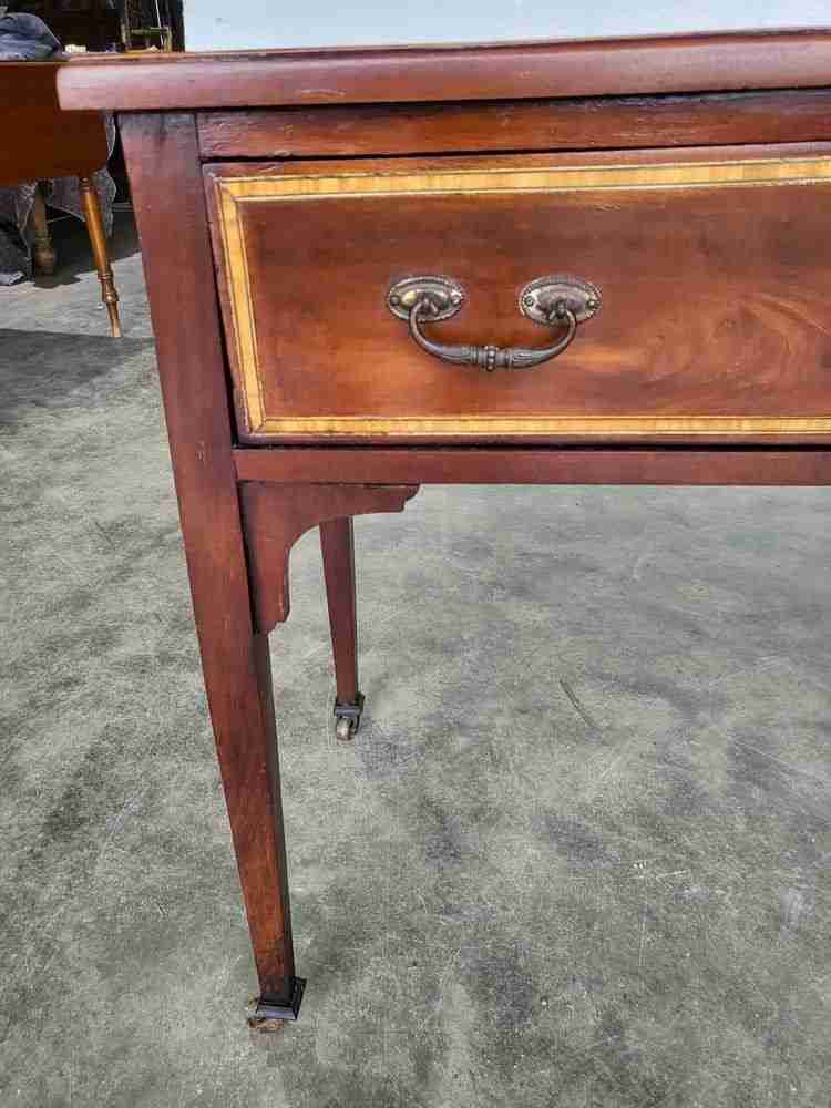 Antique Edwardian inlaid small single drawer hall serving table
