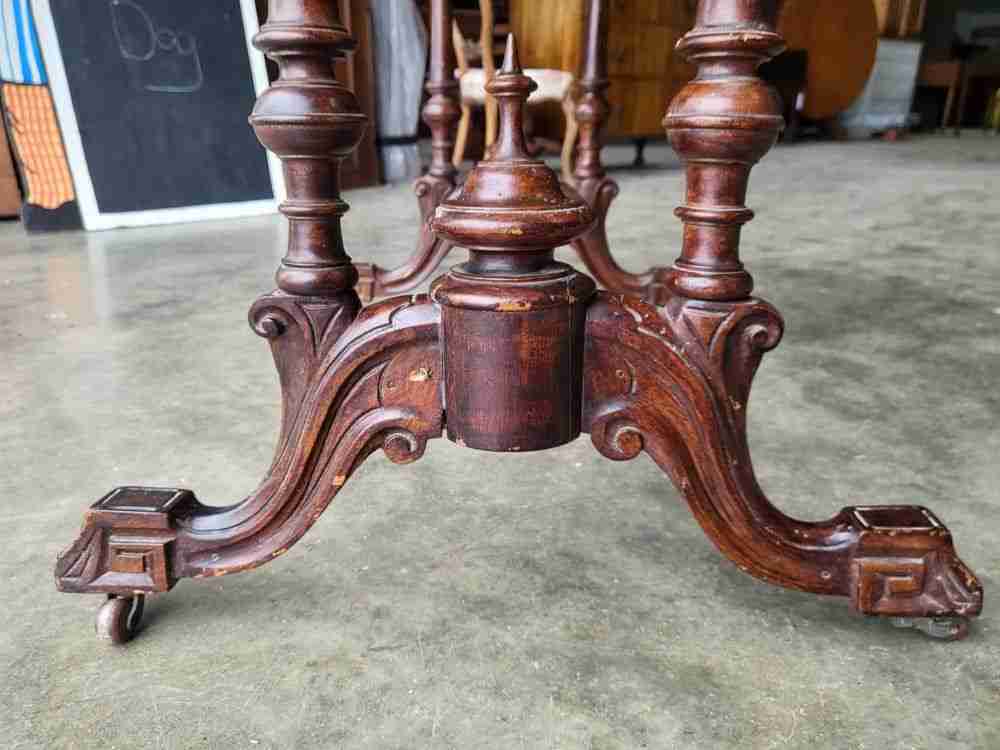 Antique Edwardian pedestal mahogany kidney desk dressing table carved legs