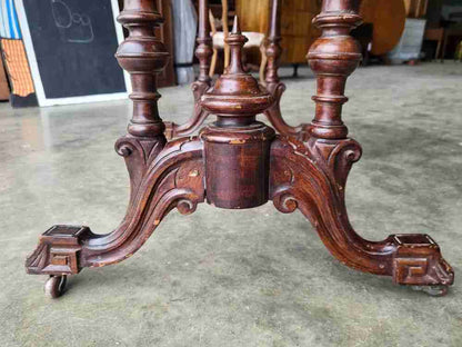 Antique Edwardian pedestal mahogany kidney desk dressing table carved legs