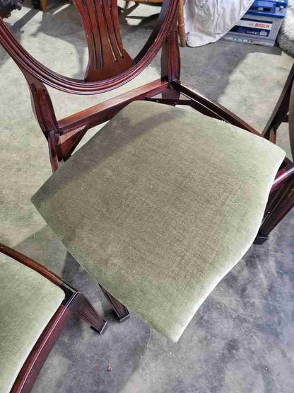 Antique repro mahogany shield back dining chairs 2 carvers 6 chairs