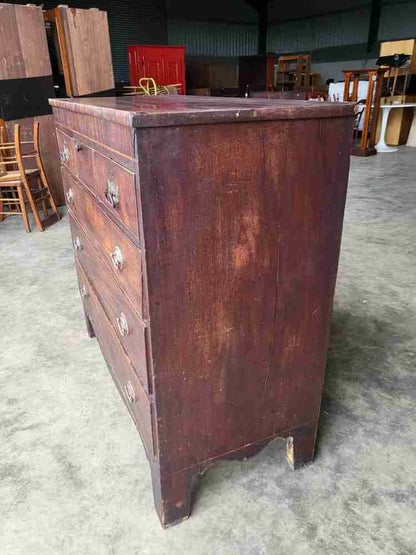 Antique Georgian Mahogany 3 over 3 inlaid chest of drawers square legs